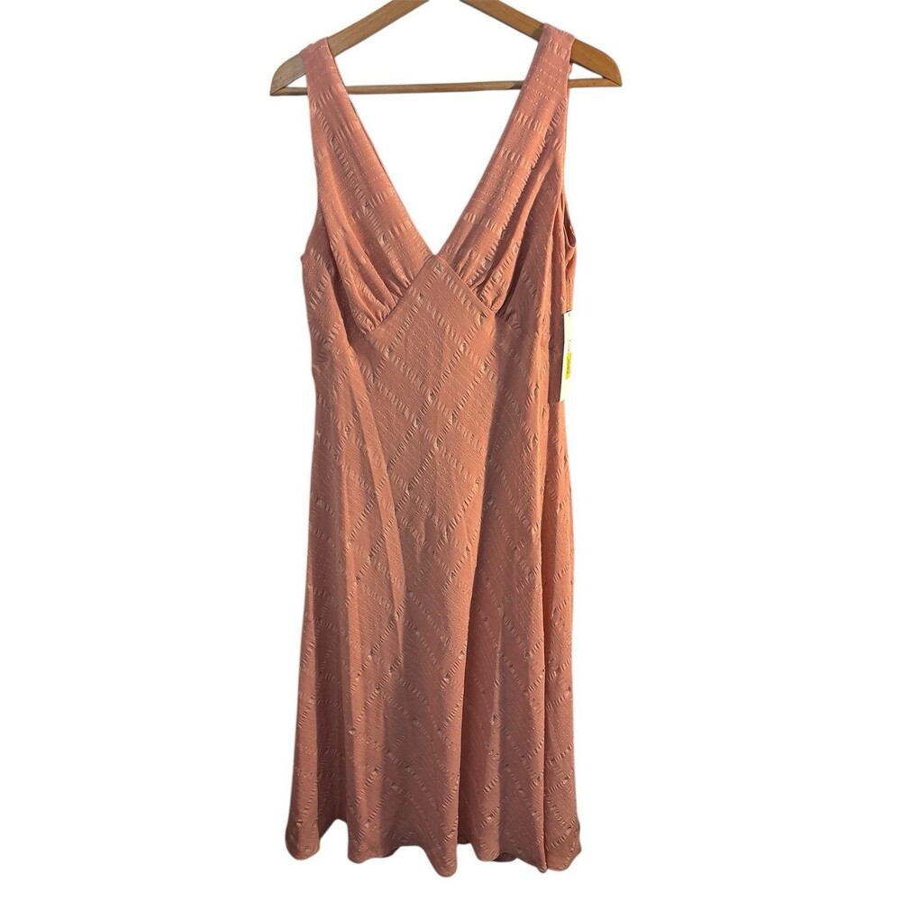 Calvin Klein Women Dusty Rose Pink  V-Neck Midi Sheath Dress Size 12 Resort NWT